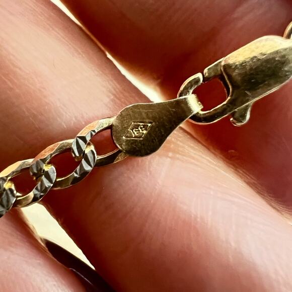 Vintage 925 Italy Gold Tone Rhinestone Cross Pendant Necklace - Picture 9 of 10